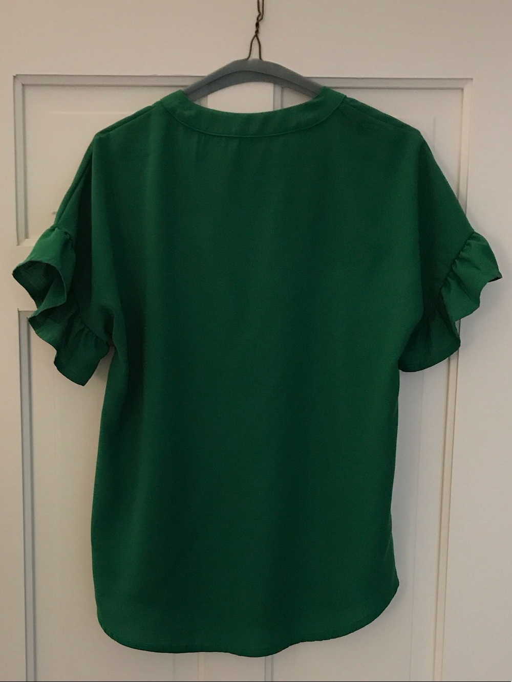 SHEIN Green Ruffle Sleeve Button-Front Blouse - Picture 3 of 4